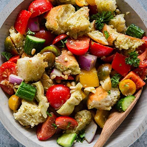 Panzanella Salad w/ Pesto Dressing